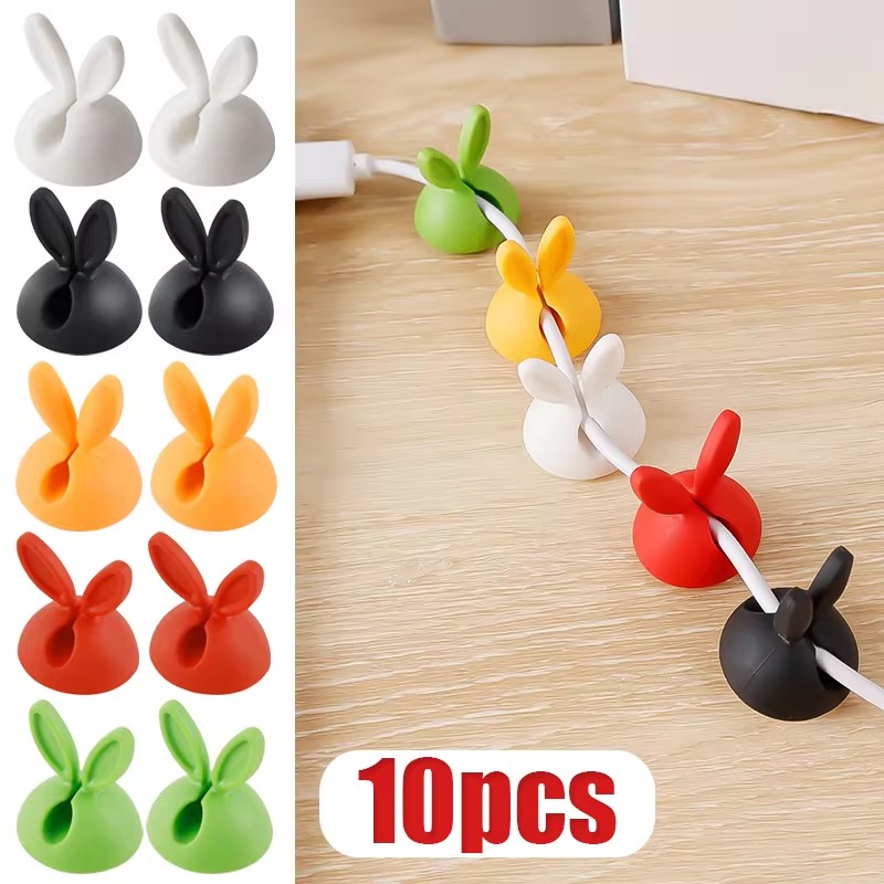 Desk Cable Organizer - Support d'oreille lapin mignon, gestionnaire de