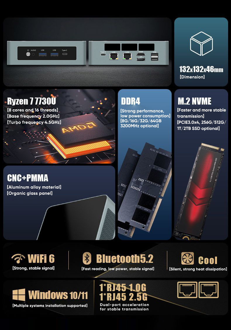 Mini PC Ryzen 9 6900HX 7 6800H - Pc Gaming Windows 7 avis et prix